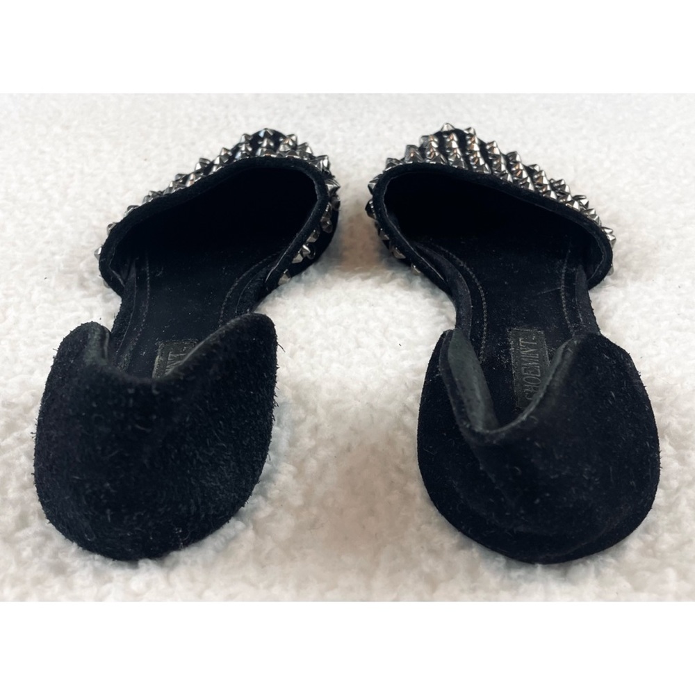 SHOEMINT • Cameron Black Suede Studded Pointed-Toe Flats, 7 - Picture 8 of 16